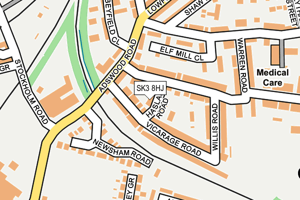 SK3 8HJ map - OS OpenMap – Local (Ordnance Survey) SK3 8HJ map - OS OpenMap – Local (Ordnance Survey)