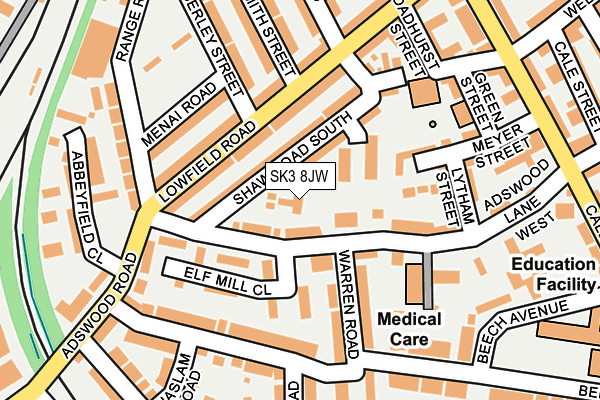 SK3 8JW map - OS OpenMap – Local (Ordnance Survey) SK3 8JW map - OS OpenMap – Local (Ordnance Survey)