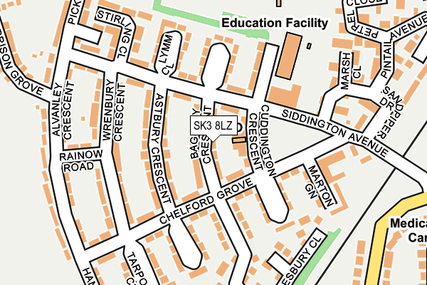 SK3 8LZ map - OS OpenMap – Local (Ordnance Survey)