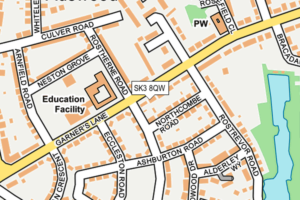 SK3 8QW map - OS OpenMap – Local (Ordnance Survey)