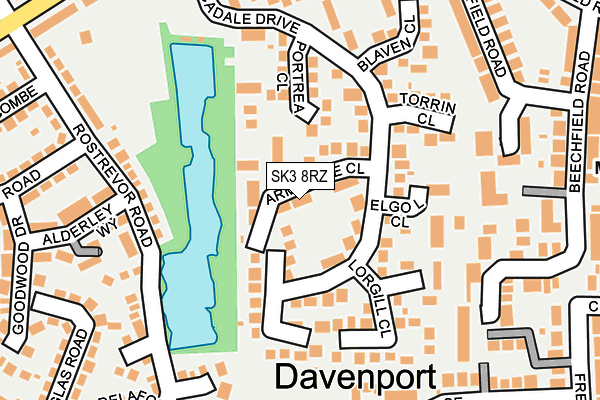 SK3 8RZ map - OS OpenMap – Local (Ordnance Survey)