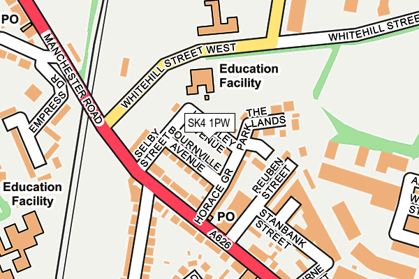 SK4 1PW map - OS OpenMap – Local (Ordnance Survey) SK4 1PW map - OS OpenMap – Local (Ordnance Survey)