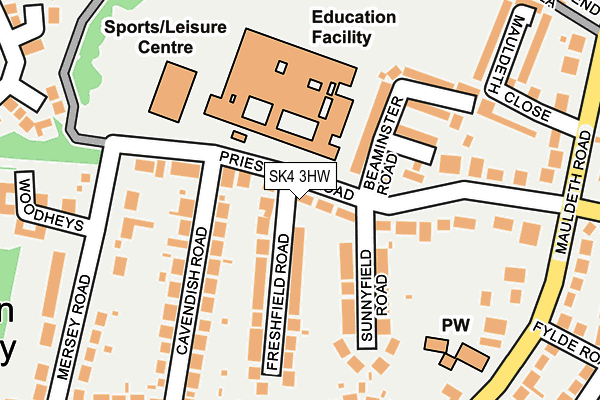 SK4 3HW map - OS OpenMap – Local (Ordnance Survey) SK4 3HW map - OS OpenMap – Local (Ordnance Survey)
