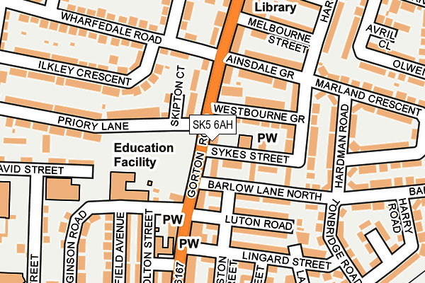 SK5 6AH map - OS OpenMap – Local (Ordnance Survey)