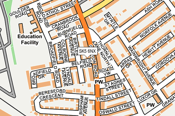 SK5 6NX map - OS OpenMap – Local (Ordnance Survey)