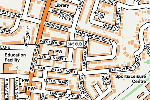SK5 6UB map - OS OpenMap – Local (Ordnance Survey)