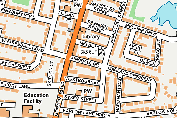 SK5 6UF map - OS OpenMap – Local (Ordnance Survey)