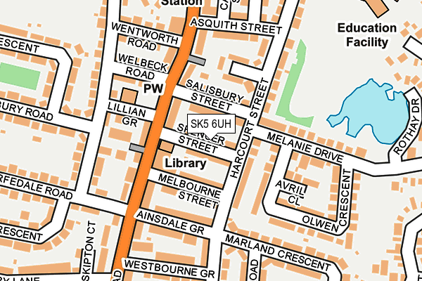SK5 6UH map - OS OpenMap – Local (Ordnance Survey)