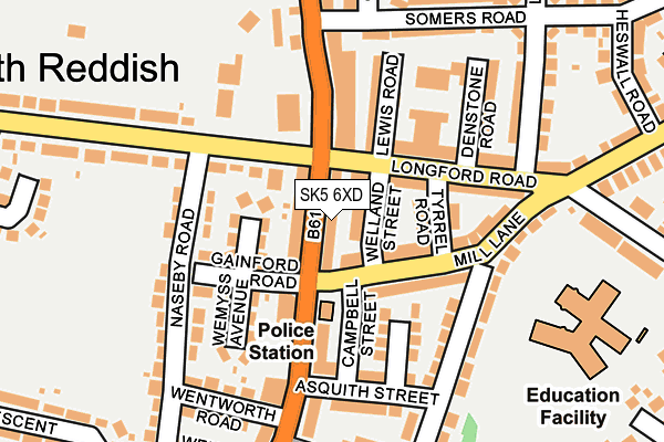 SK5 6XD map - OS OpenMap – Local (Ordnance Survey) SK5 6XD map - OS OpenMap – Local (Ordnance Survey)