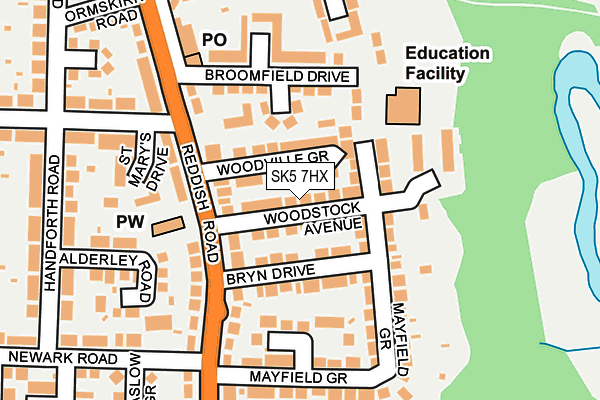 SK5 7HX map - OS OpenMap – Local (Ordnance Survey)