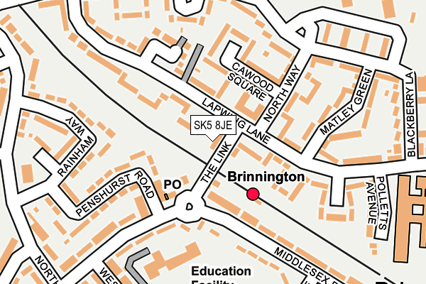 SK5 8JE map - OS OpenMap – Local (Ordnance Survey)