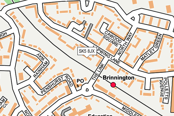 SK5 8JX map - OS OpenMap – Local (Ordnance Survey) SK5 8JX map - OS OpenMap – Local (Ordnance Survey)