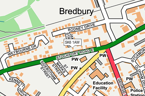 SK6 1AW map - OS OpenMap – Local (Ordnance Survey) SK6 1AW map - OS OpenMap – Local (Ordnance Survey)
