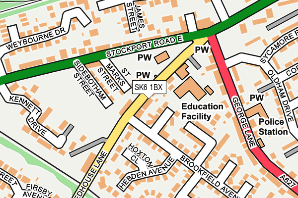 SK6 1BX map - OS OpenMap – Local (Ordnance Survey) SK6 1BX map - OS OpenMap – Local (Ordnance Survey)