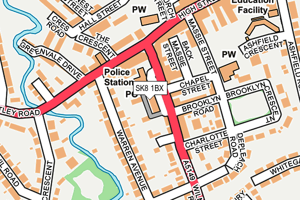SK8 1BX map - OS OpenMap – Local (Ordnance Survey)