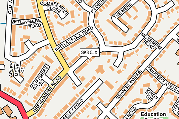 SK8 5JX map - OS OpenMap – Local (Ordnance Survey) SK8 5JX map - OS OpenMap – Local (Ordnance Survey)