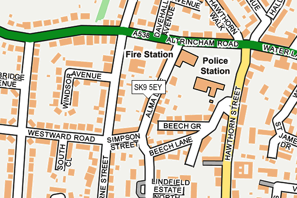 SK9 5EY map - OS OpenMap – Local (Ordnance Survey) SK9 5EY map - OS OpenMap – Local (Ordnance Survey)