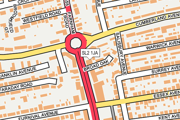 SL2 1JA map - OS OpenMap – Local (Ordnance Survey) SL2 1JA map - OS OpenMap – Local (Ordnance Survey)