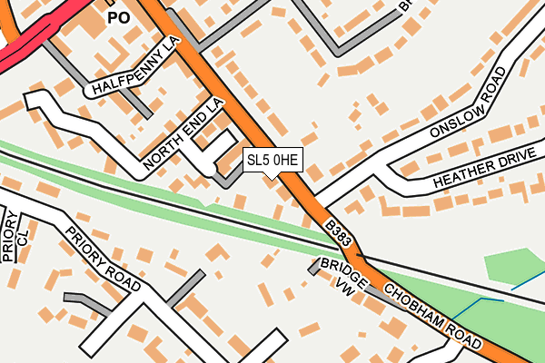 SL5 0HE map - OS OpenMap – Local (Ordnance Survey) SL5 0HE map - OS OpenMap – Local (Ordnance Survey)