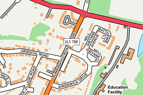 SL5 7BB map - OS OpenMap – Local (Ordnance Survey) SL5 7BB map - OS OpenMap – Local (Ordnance Survey)