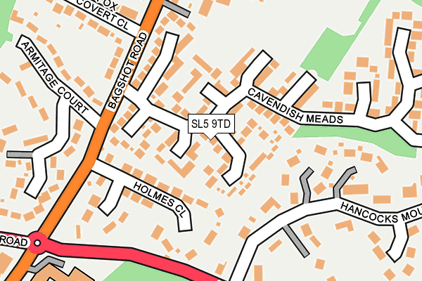 SL5 9TD map - OS OpenMap – Local (Ordnance Survey) SL5 9TD map - OS OpenMap – Local (Ordnance Survey)