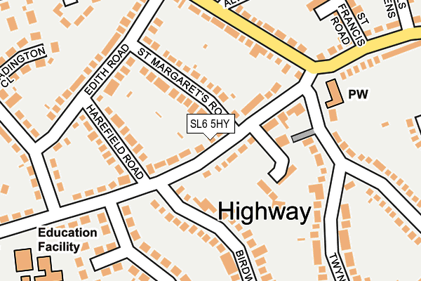 SL6 5HY map - OS OpenMap – Local (Ordnance Survey) SL6 5HY map - OS OpenMap – Local (Ordnance Survey)