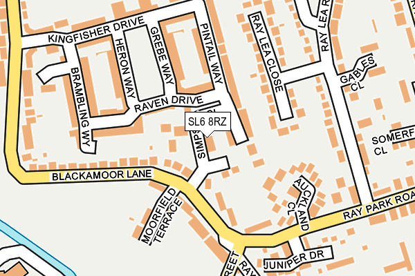 SL6 8RZ map - OS OpenMap – Local (Ordnance Survey) SL6 8RZ map - OS OpenMap – Local (Ordnance Survey)