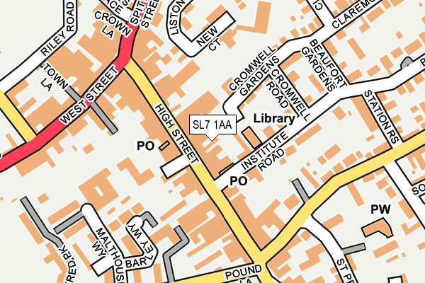 SL7 1AA map - OS OpenMap – Local (Ordnance Survey) SL7 1AA map - OS OpenMap – Local (Ordnance Survey)