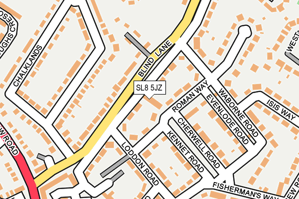 SL8 5JZ map - OS OpenMap – Local (Ordnance Survey) SL8 5JZ map - OS OpenMap – Local (Ordnance Survey)