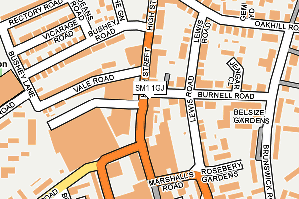 SM1 1GJ map - OS OpenMap – Local (Ordnance Survey) SM1 1GJ map - OS OpenMap – Local (Ordnance Survey)