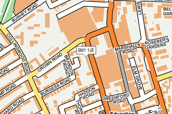 SM1 1JE map - OS OpenMap – Local (Ordnance Survey) SM1 1JE map - OS OpenMap – Local (Ordnance Survey)