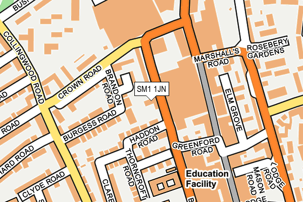 SM1 1JN map - OS OpenMap – Local (Ordnance Survey) SM1 1JN map - OS OpenMap – Local (Ordnance Survey)