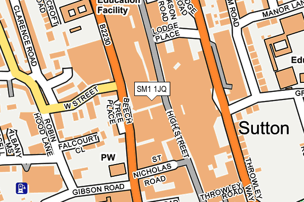 SM1 1JQ map - OS OpenMap – Local (Ordnance Survey) SM1 1JQ map - OS OpenMap – Local (Ordnance Survey)