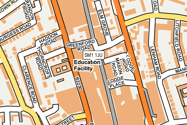 SM1 1JU map - OS OpenMap – Local (Ordnance Survey) SM1 1JU map - OS OpenMap – Local (Ordnance Survey)
