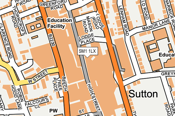 SM1 1LX map - OS OpenMap – Local (Ordnance Survey) SM1 1LX map - OS OpenMap – Local (Ordnance Survey)
