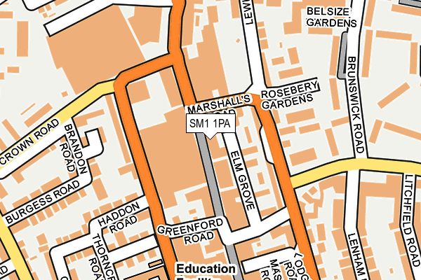 SM1 1PA map - OS OpenMap – Local (Ordnance Survey) SM1 1PA map - OS OpenMap – Local (Ordnance Survey)