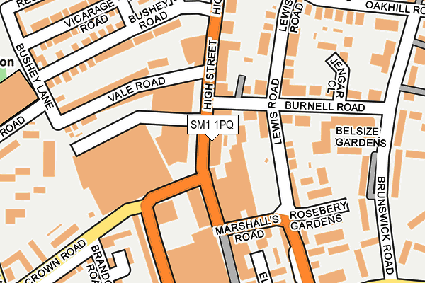 SM1 1PQ map - OS OpenMap – Local (Ordnance Survey) SM1 1PQ map - OS OpenMap – Local (Ordnance Survey)