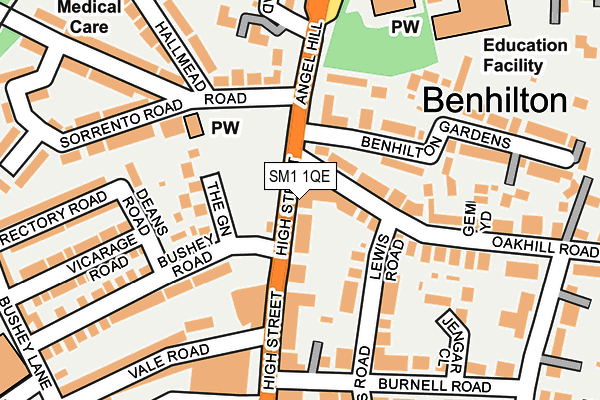 SM1 1QE map - OS OpenMap – Local (Ordnance Survey)