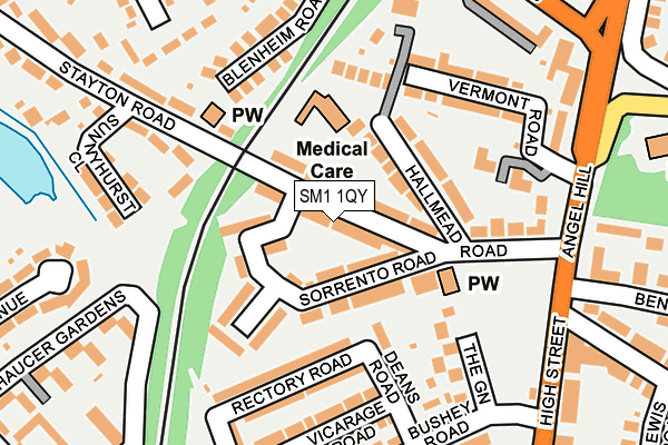 SM1 1QY map - OS OpenMap – Local (Ordnance Survey) SM1 1QY map - OS OpenMap – Local (Ordnance Survey)