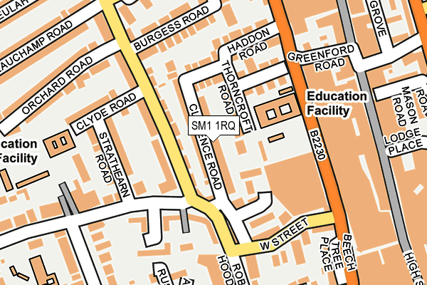 SM1 1RQ map - OS OpenMap – Local (Ordnance Survey) SM1 1RQ map - OS OpenMap – Local (Ordnance Survey)