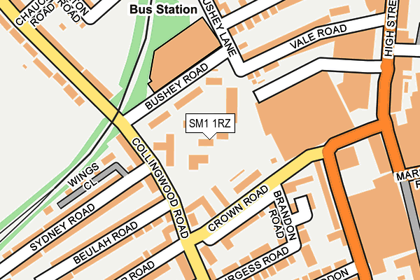SM1 1RZ map - OS OpenMap – Local (Ordnance Survey) SM1 1RZ map - OS OpenMap – Local (Ordnance Survey)