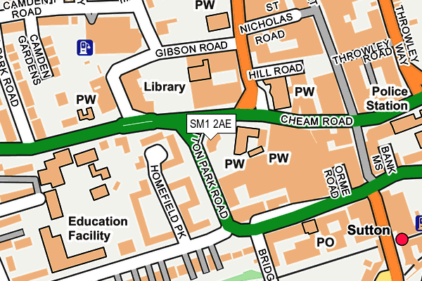 SM1 2AE map - OS OpenMap – Local (Ordnance Survey) SM1 2AE map - OS OpenMap – Local (Ordnance Survey)