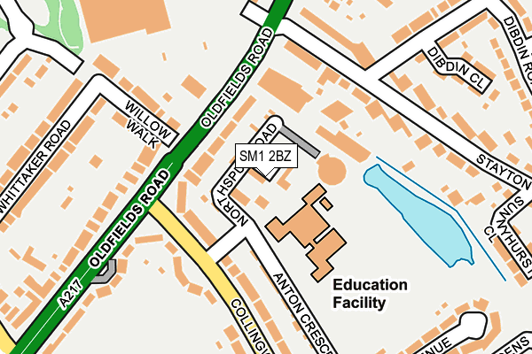 SM1 2BZ map - OS OpenMap – Local (Ordnance Survey) SM1 2BZ map - OS OpenMap – Local (Ordnance Survey)