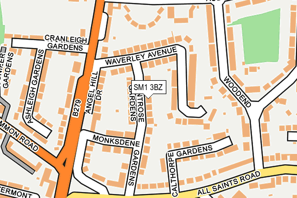SM1 3BZ map - OS OpenMap – Local (Ordnance Survey) SM1 3BZ map - OS OpenMap – Local (Ordnance Survey)