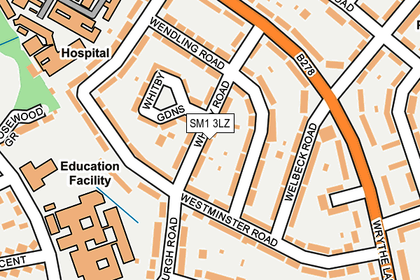 SM1 3LZ map - OS OpenMap – Local (Ordnance Survey) SM1 3LZ map - OS OpenMap – Local (Ordnance Survey)