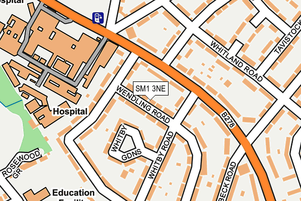 SM1 3NE map - OS OpenMap – Local (Ordnance Survey) SM1 3NE map - OS OpenMap – Local (Ordnance Survey)