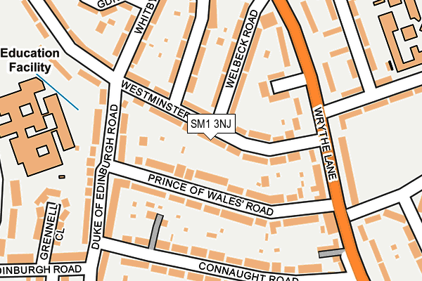 SM1 3NJ map - OS OpenMap – Local (Ordnance Survey) SM1 3NJ map - OS OpenMap – Local (Ordnance Survey)