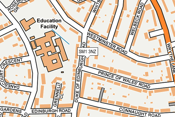 SM1 3NZ map - OS OpenMap – Local (Ordnance Survey) SM1 3NZ map - OS OpenMap – Local (Ordnance Survey)