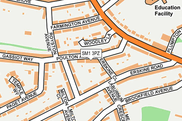 SM1 3PZ map - OS OpenMap – Local (Ordnance Survey) SM1 3PZ map - OS OpenMap – Local (Ordnance Survey)