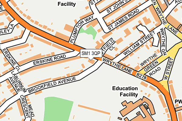 SM1 3QP map - OS OpenMap – Local (Ordnance Survey) SM1 3QP map - OS OpenMap – Local (Ordnance Survey)